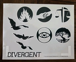 Tatuajes Temporales Divergentes - Edición Limitada 2014 Película/Libro Nuevo - Imagen 1 de 3