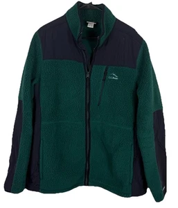 Chaqueta polar clásica LL Bean Mountain para hombre XL alta verde negra Sherpa cremallera completa - Imagen 1 de 9