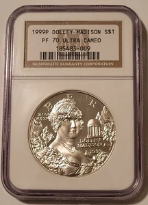 NGC 1999 P Dolley Madison Commemorative Silver Dollar Proof PF70 UC - Picture 1 of 2