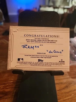 2022 Topps Museum Original Canvas 1 of 1 Jacob Degrom New York Mets - Image 1 of 4