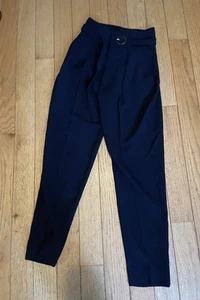 MNG Mango dress pants womens size 2 Black With Belt - New With Tag - Picture 1 of 4