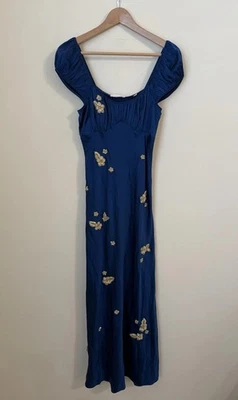 Vestido Doen Gwendolyn seda zafiro profundo pequeño Foto 1 de 4