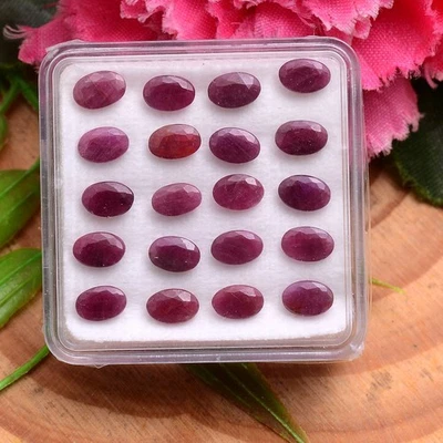 Set 20 Pcs Natural African Ruby Untreated 6mmx4mm Oval Cut Stunning Gemstone Lot - Image 1 of 4