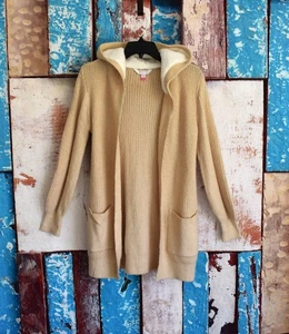 Damen No Boundaries solide Strickjacke offen Hoodie XSMALL Cafe Au Lait - Bild 1 von 12