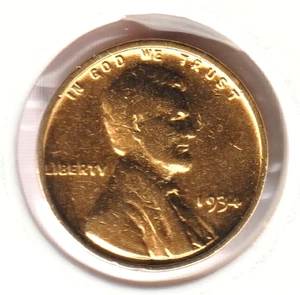 Rare Old Antique 1934 US Lincoln 24k Gold Plated Cent Penny Collection Coin USA - Picture 1 of 2