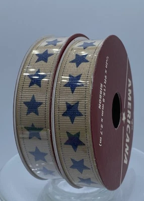 Lot Of 2 Ribbons Rolls Americana Blue Stars - Image 1 of 4