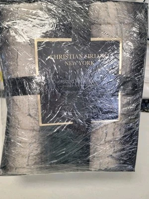 Christian Siriano 60 x 70” Gran Tamaño Negro Ombre Imitación Piel Negro Tiro Nuevo Foto 1 de 4