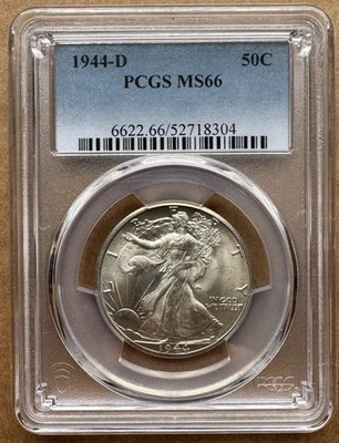 1944-D 50C PCGS MS 66 1944 D WALKING LIBERTY HALF DOLLAR SILVER 50c - Image 1 of 2