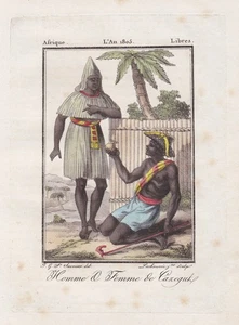 Costume Traditionnel Africain Noir D'Afrique Gravure En Cuivre Grasset 1805 - Picture 1 of 1