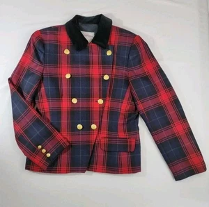 Chaqueta Blazer Vintage de Lana a Cuadros para Mujer Talla 10 Academia Preppy Dinero Antiguo **LEER** - Imagen 1 de 17