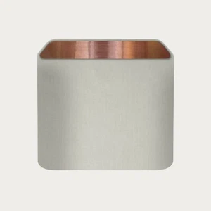 Lampshade Ecru Beige Textured 100% Linen Brushed Copper Rounded Square - Picture 1 of 4