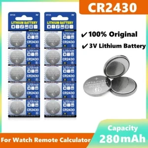 5-20x CR2430 DL2430 BL2430 3V Buttton Battery Coin Cells For Car Kye Clock Watch - Picture 1 of 15