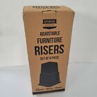 Utopia Adjustable Furniture Black Risers Set of 8  1300 lbs 3 to 8" nches