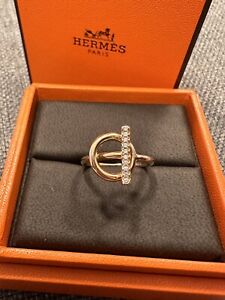 Hermes Echappee Diamond Ring Rose gold 52  Size 6