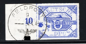 Feldpost Hela-U-Boot-Marke Nr. 13b als gestempeltes Randstück m. PF I u. Attest - Bild 1 von 2