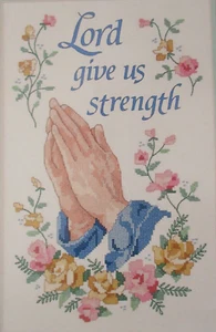 DIMENSIONS NO COUNT CROSS STITCH KIT LORD GIVE US STRENGTH PRAYING HANDS 3983 US - Picture 1 of 10