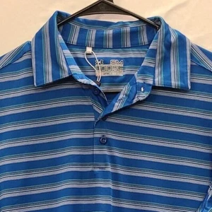 NWT UNDER ARMOUR HEAT GEAR POLO SHIRT mens small Loose Fit 38-40" Blue striped - Picture 1 of 9