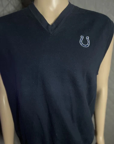 Indianapolis Colts Fleece Sweater Vest Blue  Size Large Cover