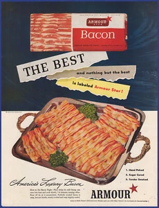 Vintage 1946 ARMOUR Bacon Ephemera 1940's Print Ad - Picture 1 of 1