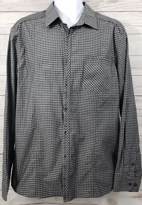 Camisa de vestir Kenneth Cole Reaction XL gris a cuadros con botones nueva con etiquetas  Foto 1 de 4