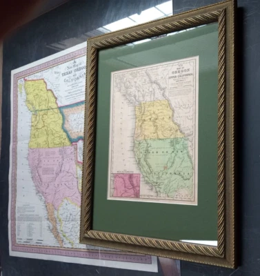2-Original Mitchell Maps:1846 Upper California,&Oregon-Framed &1925 Rep.of Texas - Image 1 of 4