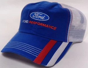 Gorra de sombrero con licencia Ford Performance Racing rojo blanco a rayas malla azul CF - Imagen 1 de 2