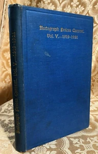 1921 Autograph Prices Current Record of Letters Documents Manuscripts Vol 5 Book - Bild 1 von 3