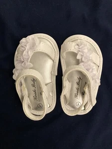 Size 1 Koala Baby Boutique - one piece fancy shoes | white with flowers theme - Picture 1 of 1