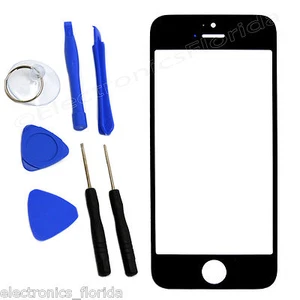 Black Front Outer Screen Glass Lens Replacement For iPhone 5 5S 5C - Picture 1 of 1