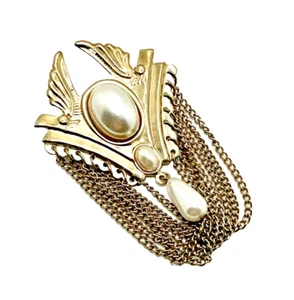 Spilla ali ISIS vintage tono oro stile egiziano art deco revival 3" - Foto 1 di 7