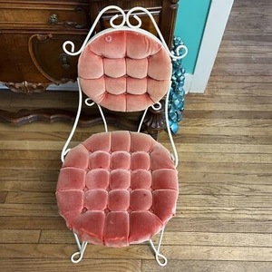 Vintage 1950s Yellow Ipholstered Vanity Boudoir Chair By Teena - Picture 1 of 8