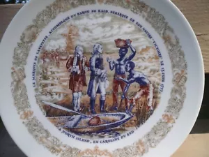 LIMOGES, France Plate c 1973 : Marquis De LaFayette encounters slaves in 1777 - Picture 1 of 4