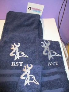 Buck & Duck Personalized 3 Piece Bath Towel Set Browning Buck Your Color Choice - Picture 1 of 1
