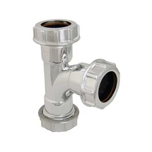 FloPlast Compression Waste Tee 32mm Chrome - Picture 1 of 1