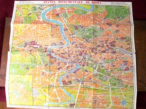 Mappa Vintage Rilievo Multicolore Illustrato Roma Italia Roma Vecchia - Foto 1 di 10