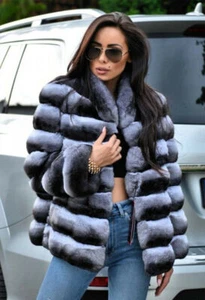2024 Mode Frauen Real Rex Kaninchenpelzmantel Passen Sie die ganze Hautjacke an - Bild 1 von 8