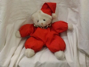 Vintage Russ Caress Soft Pets Orsacchiotto Bianco Peluche Rosso Circo Cappello Beany. - Foto 1 di 6