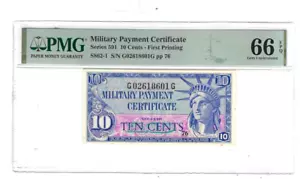 Series 591 10 Cents MPC 1st Printing PMG 66 GEM UNC S862-1 - Picture 1 of 2