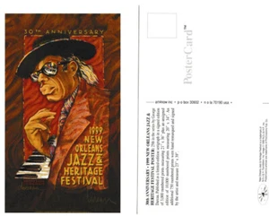 1999 New Orleans Jazz Festival Poster Postkarte Professor Longhair 30. Jahrestag - Bild 1 von 1