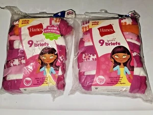2 Packs of Hanes Girls' Cotton Briefs 9 pack Size 4 ComfortSoft 100% Cotton New - Picture 1 of 3