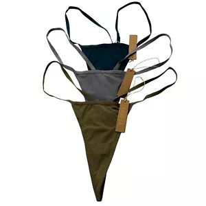 SKIMS Fits Everybody Micro Thongs Lot of 3 Teal Grey Khaki 3X - Picture 1 of 16
