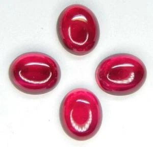 30% OFF 4 PCS/20,56CT. OVAL CABOCHON CUT 11x9 PIGEON BLOOD RED RUBY LAB CORUNDUM - Picture 1 of 2