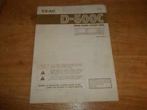 Teac D-500C Double Cassette Deck Owners Manual *Original* - Picture 1 of 3