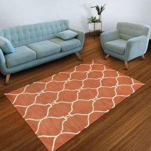 Alfombra ecológica de lana acolchada a mano geométrica roja beige BBH Homes BBK01004 - Imagen 1 de 6