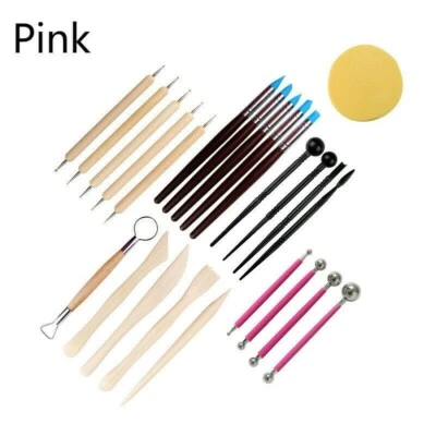 24pcs Clay Sculpting Carving Pottery Tools Polymer Modeling Shaper Craft DIY - Image 1 of 4