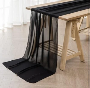 10-foot Black Chiffon Table Runner - Picture 1 of 3