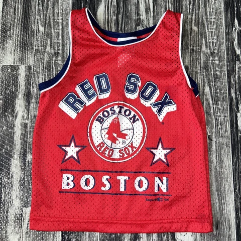 VTG Toddlers MLB 1995 BOSTON RED SOCKS Logo 100% Nylon Tank Top Jersey Size 4T Cover