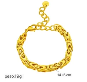 18K Gold Plated Women Men Snake Bone Bracelet Curb Chain Bangle Fashion Jewelry - Picture 1 of 5