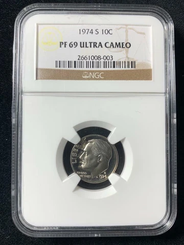 1974 S 10C Roosevelt Dime PF69 Ultra Cameo PR69 DCAM UCAM SKU 2766 Cover