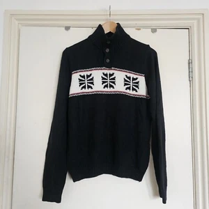 Chaps Damen Pullover Gr. L schwarz Preppy Winter Print Mock Rollkragen Langarm - Bild 1 von 7